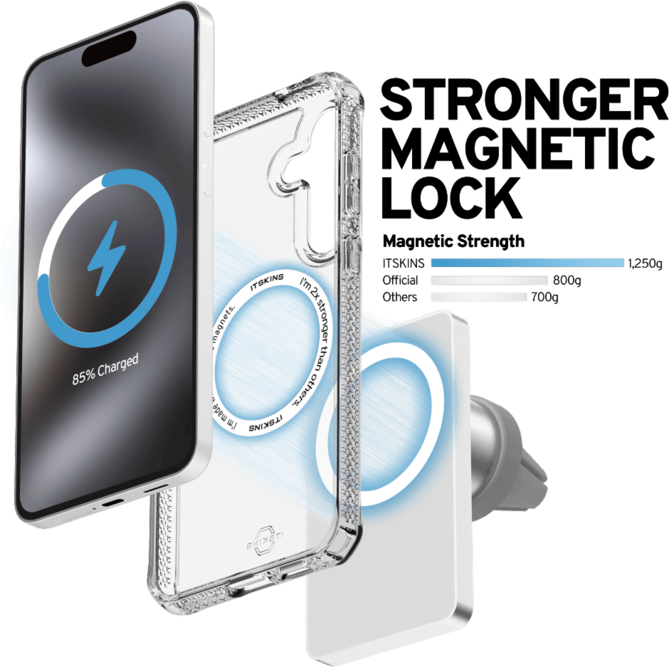 ITSKINS SG5FHMACRTRSP Étui Hybrid_R Clear avec Magnets Transparent pour Samsung Galaxy S25 FE