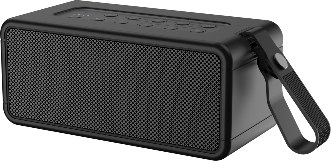 Powerful 80W output with Bass and Treble Equalizer
DSP sound optimisation
6 LED light modes
IPX6 water-resistant for outdoor use
TWS pairing for stereo sound
Removable handle
Charging time:3H
Playback time: 12H
Designed in Canada
1-Year Warranty