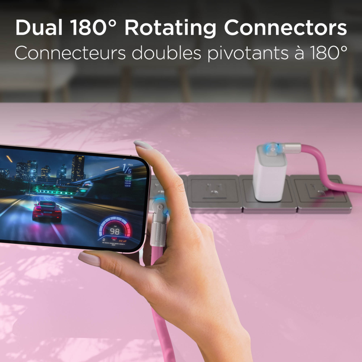 The HyperGear Chunky180° 12ft USB-C to USB-C cable is 20X stronger than standard cables, provides fast charging performance and features dual 180° rotating tips which reduce strain on ports.