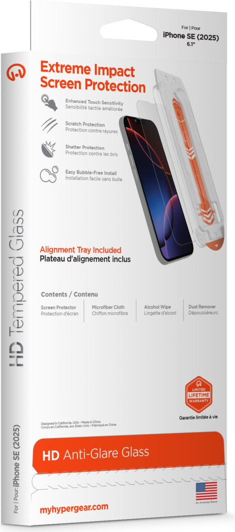 The HyperGear HD Tempered Glass Screen Protector is a tough, ultra-thin screen protector that safeguards devices against drops, scratches, and bumps.