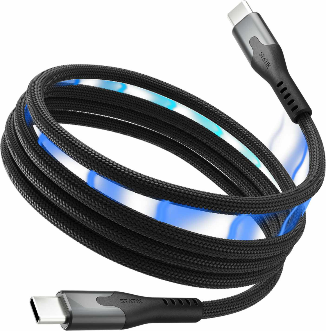 Statik - MagStack Pro Charge/Sync Magnetic Cable USB-C to USB-C 3.3ft Black