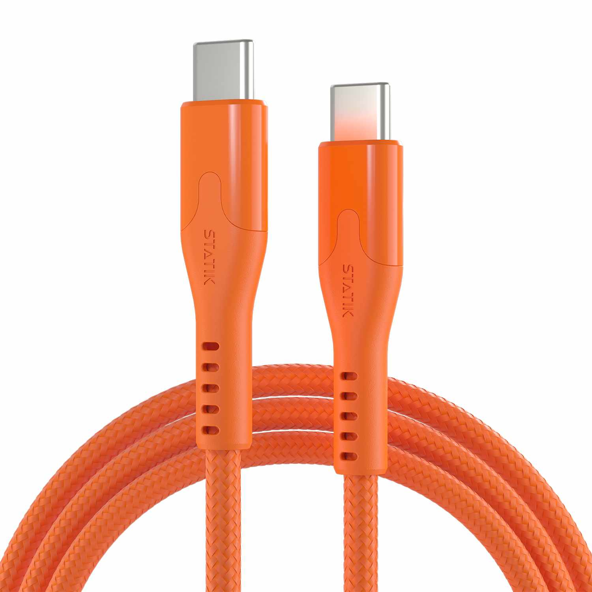 Statik - MagStack Pro Charge/Sync Magnetic Cable USB-C to USB-C 6.6ft Orange