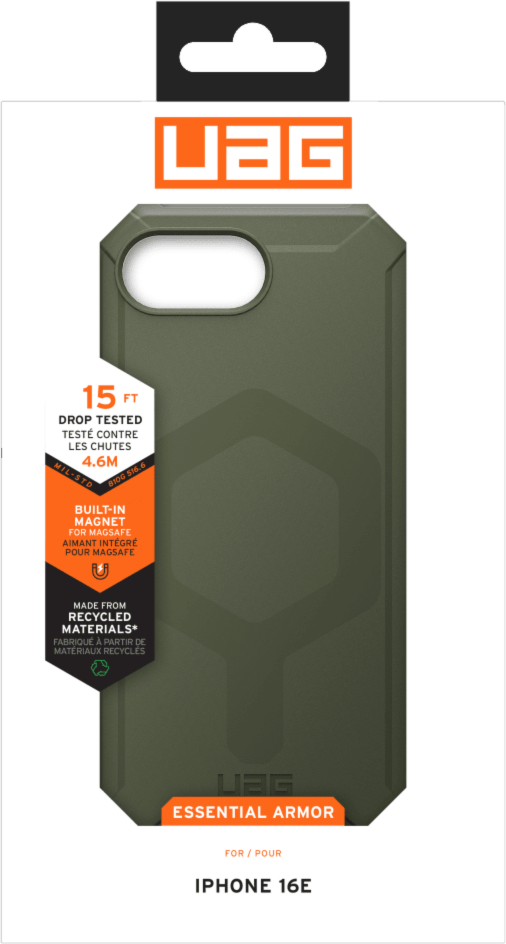 Get uncompromised defense with UAG Essential Armor – a one-piece TPU case that features an ultra-thin design, 15 ft drop protection and is compatible with MagSafe charging.