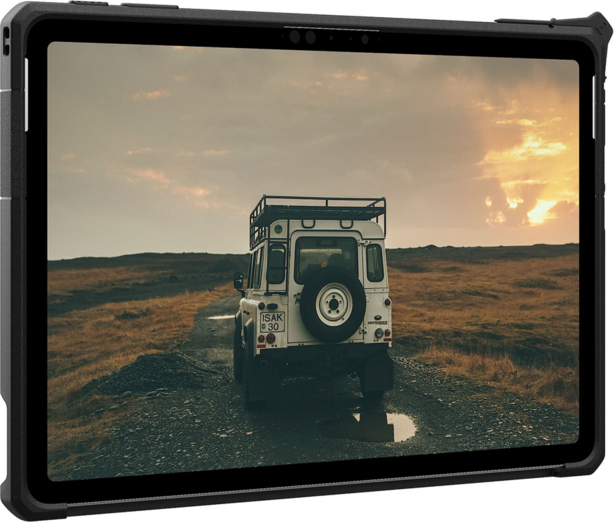 The UAG Scout Series provides rugged protection with an armor shell and integrated hand strap, while maintaining kickstand and keyboard compatibility.