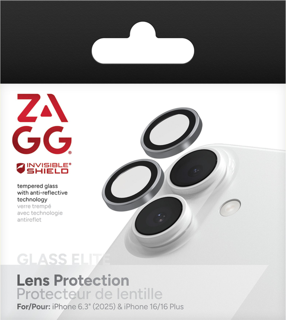 ZAGG - InvisibleShield Glass Elite Camera Lens Protector for Apple iPhone 16 / iPhone 16 Plus / 2025 iPhone 6.3 - Silver