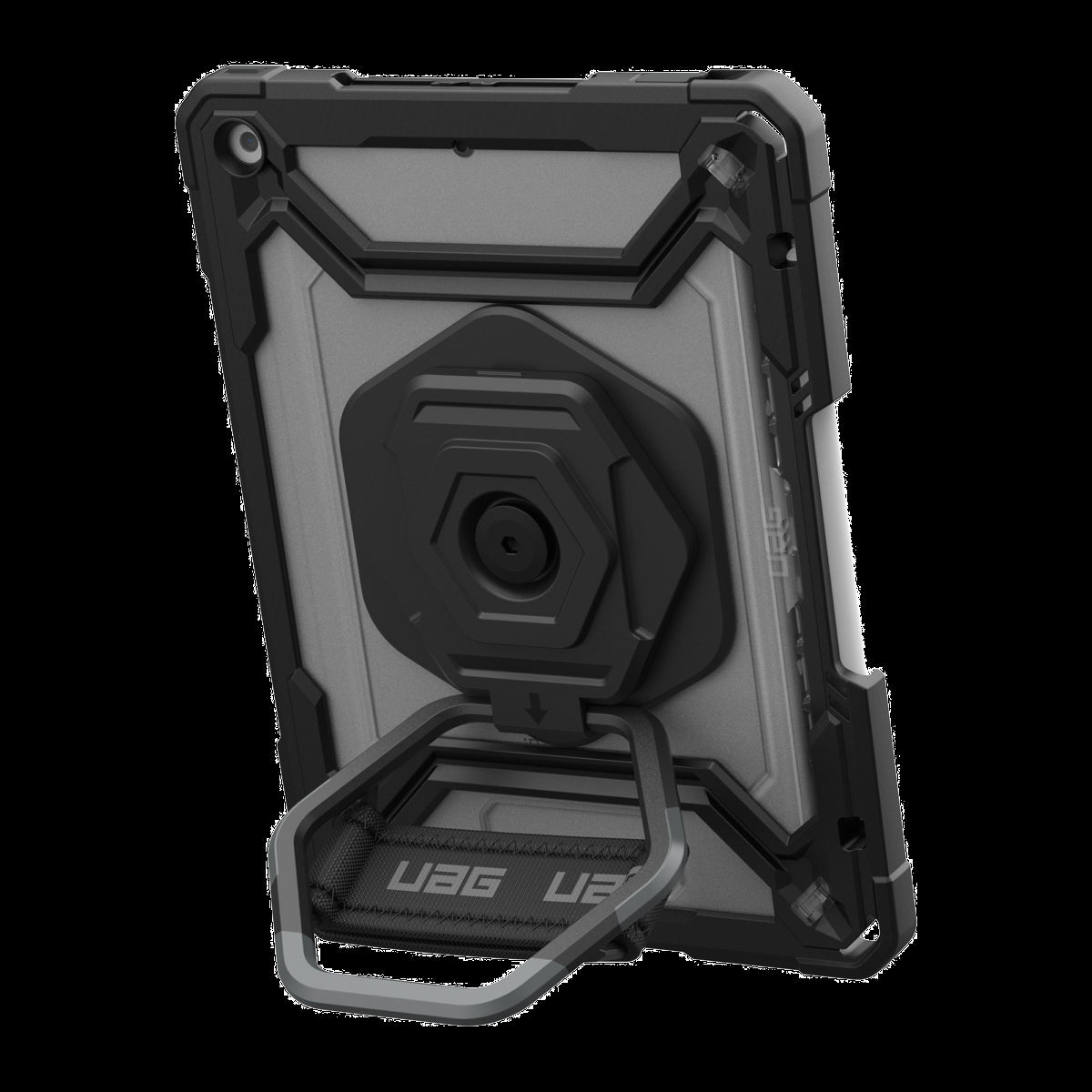 <p>Get military-grade protection with the UAG Plasma case featuring a retractable stand and a hand strap to provide convenience while on-the-go.</p>