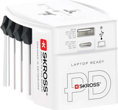 Adaptateur de voyage international SKROSS MUV USB AC30PD - Blanc