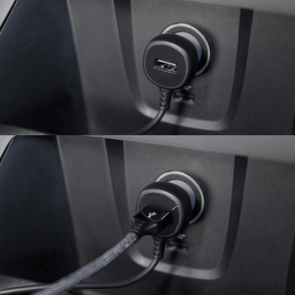 Ventev - Chargeur de voiture USB-A 12 W avec câble USB-C 15 W intégré - Gris foncé