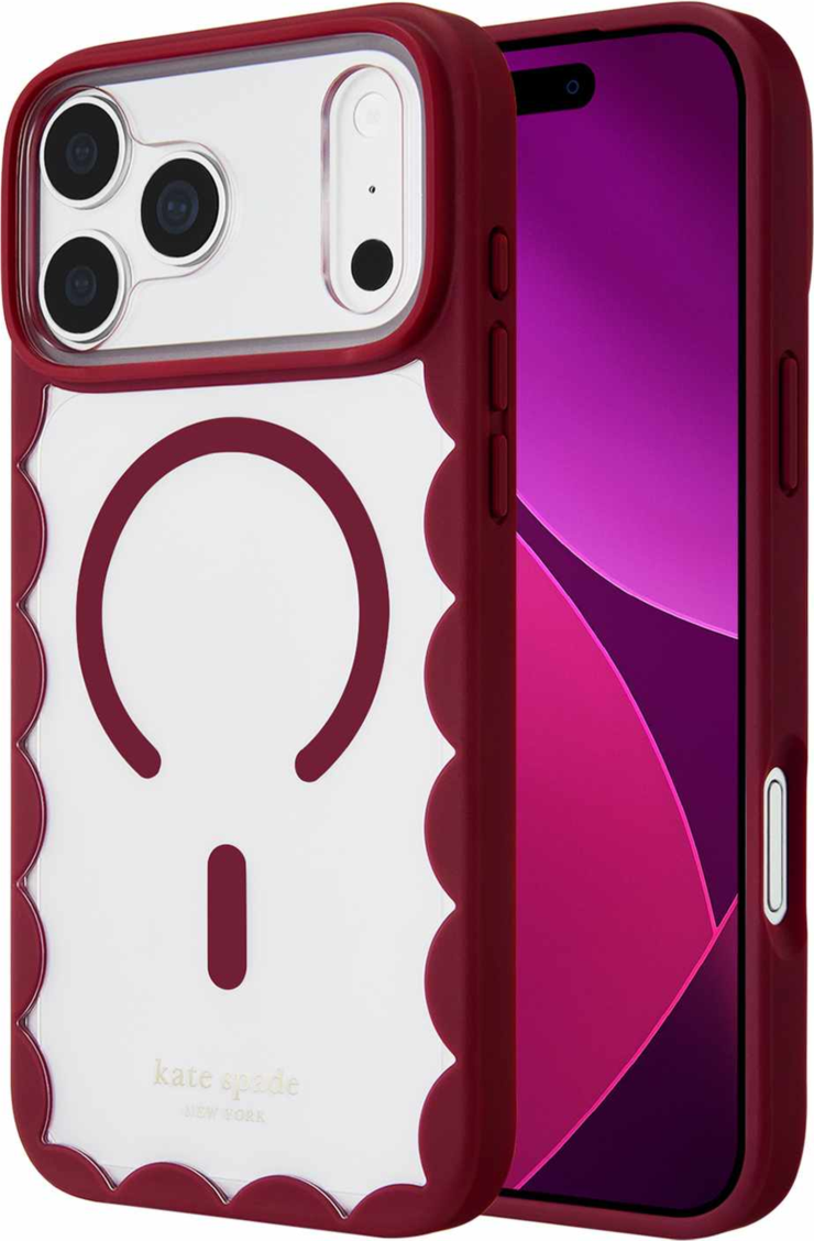 Kate Spade - Étui MagSafe à bord festonné Cherry Glaze pour iPhone 18 Pro Max/17 Pro Max