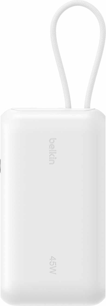 Belkin - Batterie externe Ultracharge 10 000 mAh 45 W avec écran et câble intégré, blanche