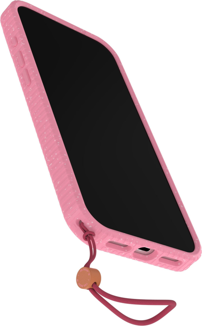 The OtterBox Sole Series features a grippy, high-ridge tread and unique ombré fabric back for secure style. It offers MagSafe compatibility and a removable lanyard loop.