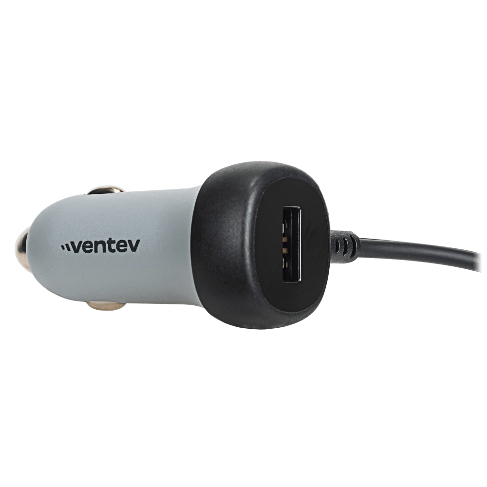 Ventev - Chargeur de voiture USB-A 12 W avec câble USB-C 15 W intégré - Gris foncé
