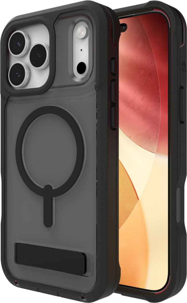 ZAGG - Rainier Snap MagSafe Case with Kickstand for Apple iPhone 17 Pro Max - Smoke Black