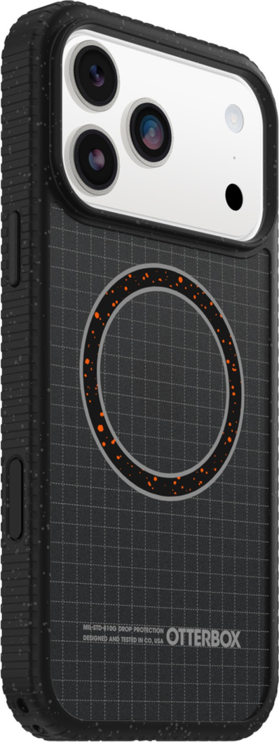 The OtterBox Sole Series features a grippy, high-ridge tread and unique ombré fabric back for secure style. It offers MagSafe compatibility and a removable lanyard loop.