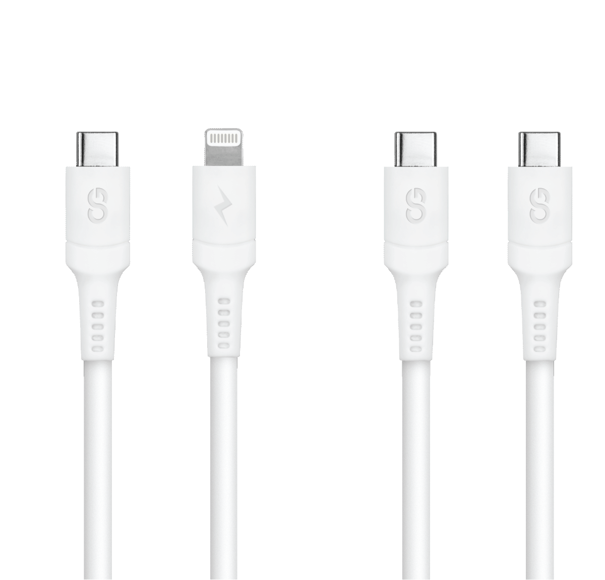 LOGiiX Sync & Charge Paquet de 2 1,5M USB-C vers USB-C et USB-C vers Lightning - Blanc