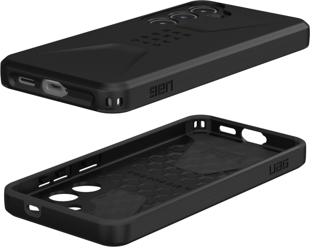 <p>The modern yet rugged UAG Civilian case features shock absorbing construction in a lightweight design.</p>