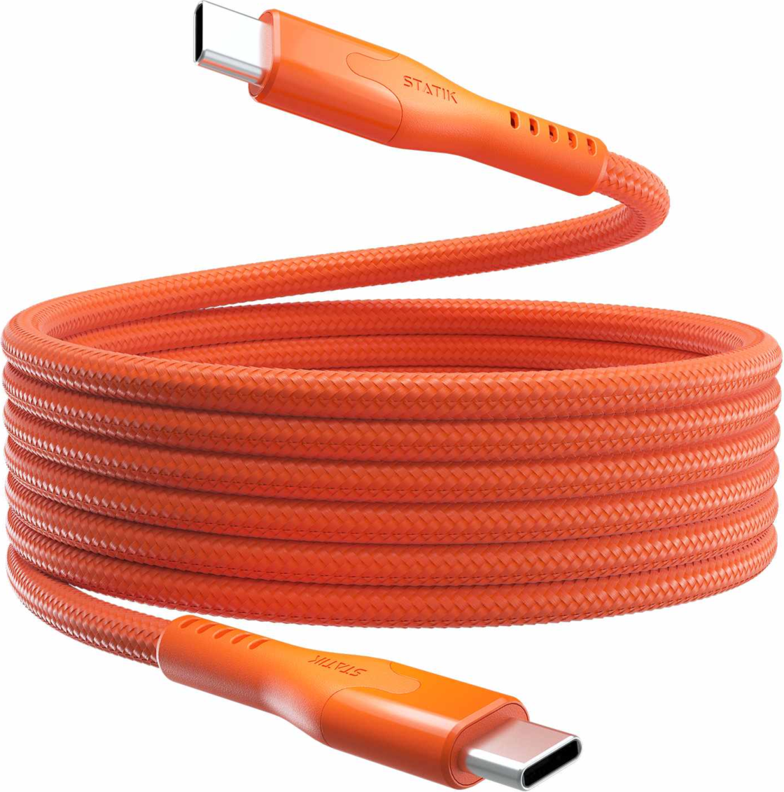 Statik - MagStack Pro Charge/Sync Magnetic Cable USB-C to USB-C 6.6ft Orange