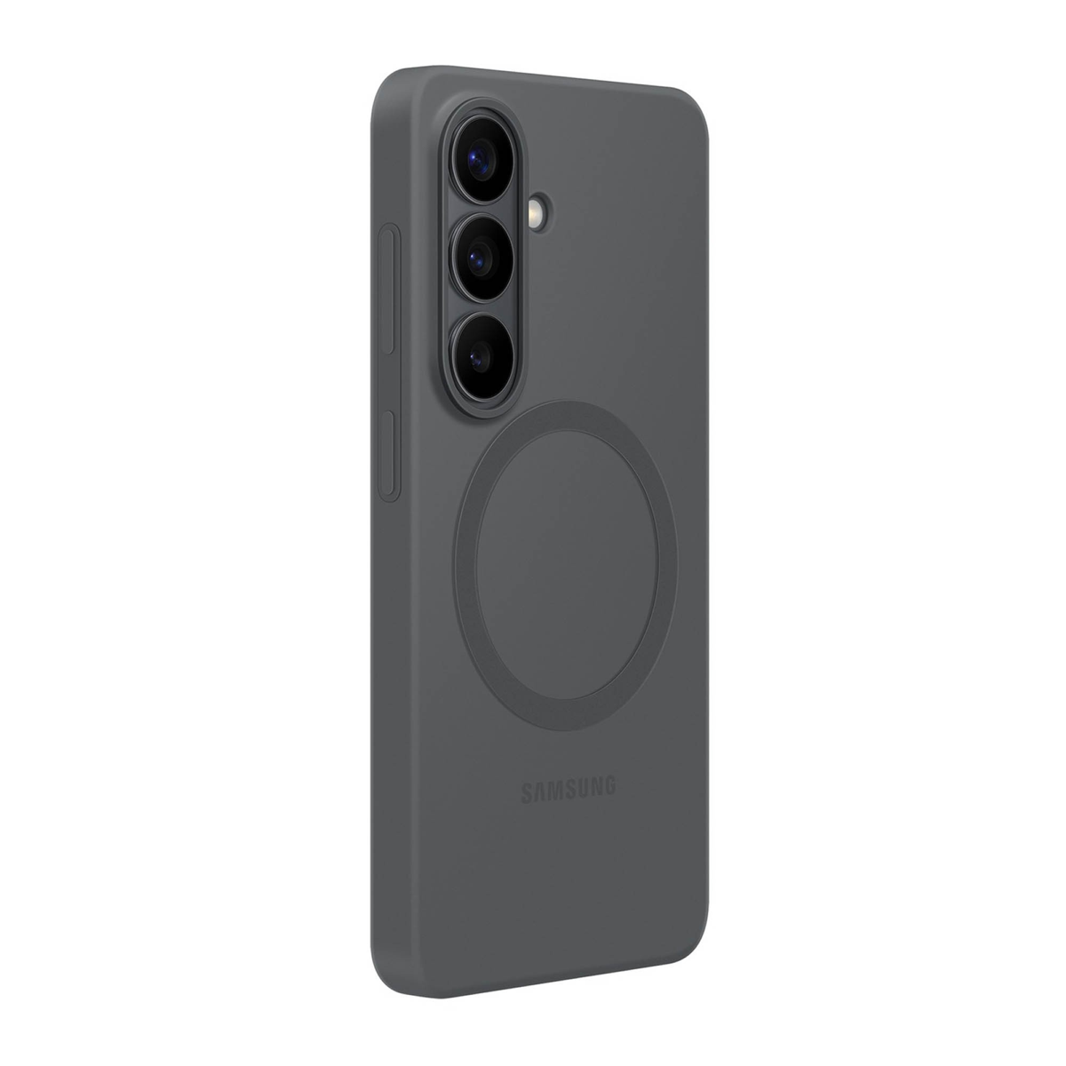 The Samsung Silicone Magnet Case offers a comfortable grip with a silky-smooth finish and a built-in magnet for seamless compatibility with magnetic charging and accessories.