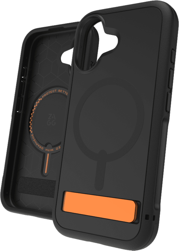 iPhone 17 ZAGG Graphene Sedona Snap Kickstand Case - Flood Black/Orange