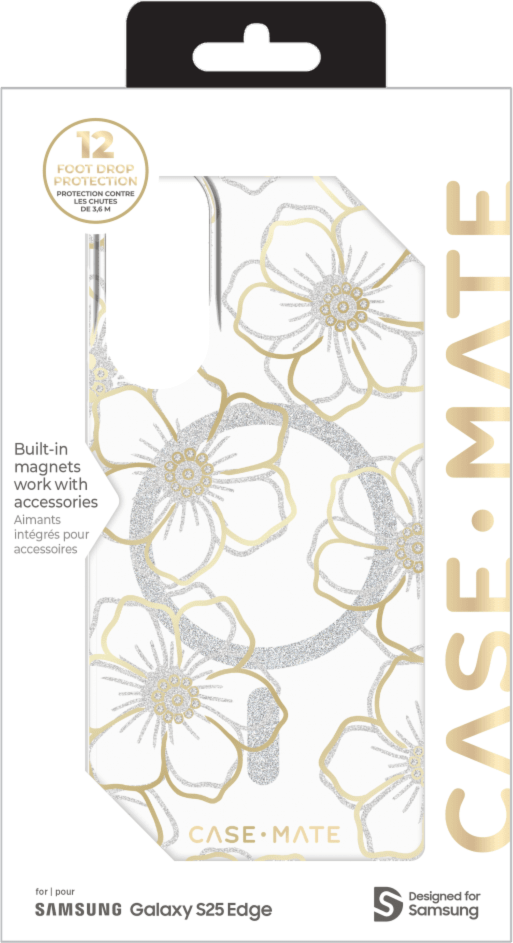 The Case-Mate Floral Gems magnetic case features an eye-catching floral design accented with shimmering gemstones, creating a stunning complement to any device.
