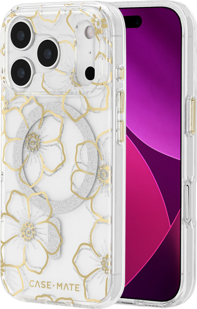 Case-Mate - Floral Gems MagSafe Case for Apple iPhone 17 Pro - Gold