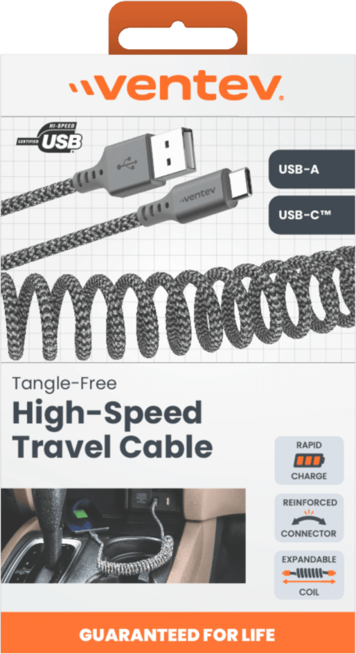 The chargesync helix cable is designed for convenience, with a tight braided coil that keeps the car tidy while still providing fast charging rates to keep your phone fueled on-the-go.