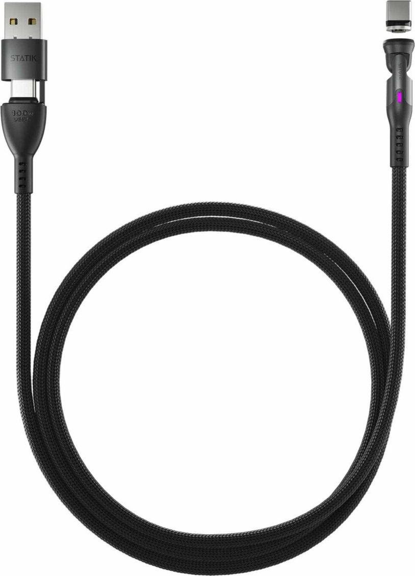 Statik - 360 Pro Universal Magnetic Charge/Sync Cable 6.6 ft Black
