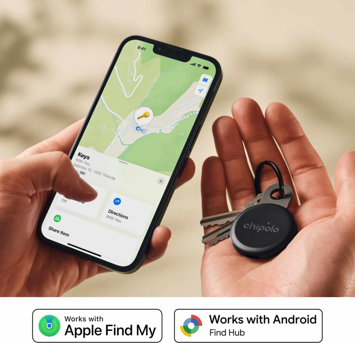 Chipolo - LOOP Tracking Tag (Works with Android's Find Hub Device or Apple Find My) - Charcoal