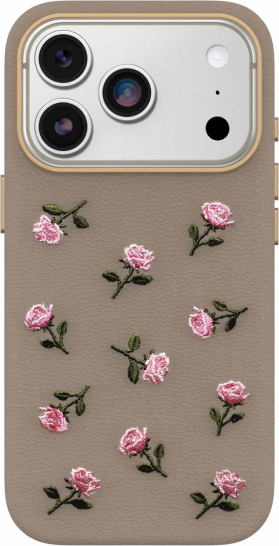 OtterBox - Étui MagSafe Symmetry en cuir de cactus brodé Cottage Rose pour iPhone 18 Pro/17 Pro