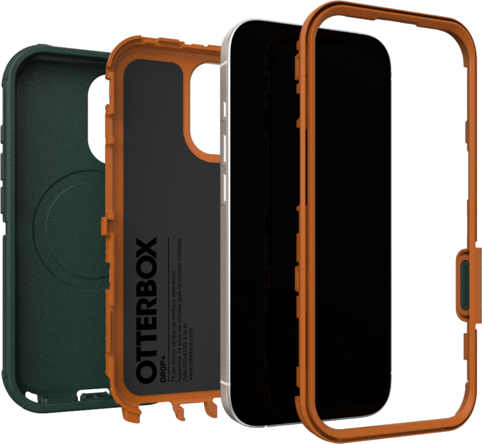 The OtterBox Defender Series Pro with MagSafe is the toughest case providing rugged protection against harsh drops. Equipped with MagSafe magnets and non-slip texturing.