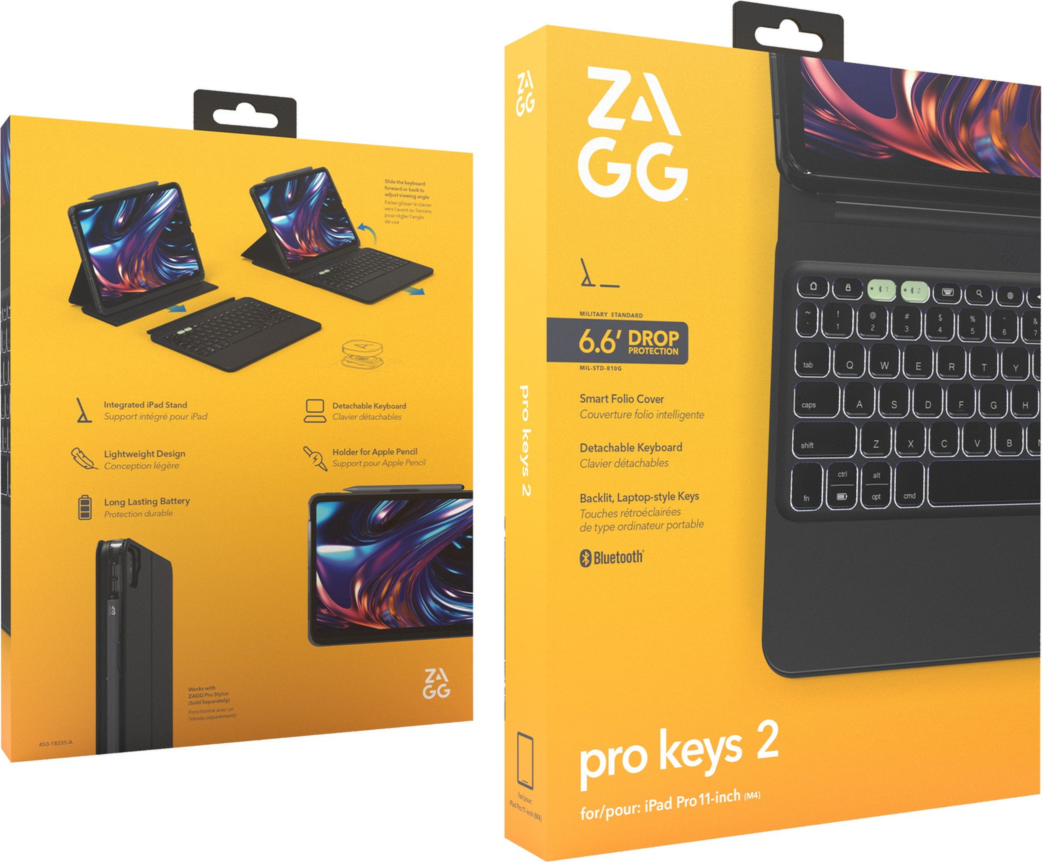 ZAGG KB Pro Keys 2 (sans trackpad) iPad Air 12,9 po M2 (2024) - Noir