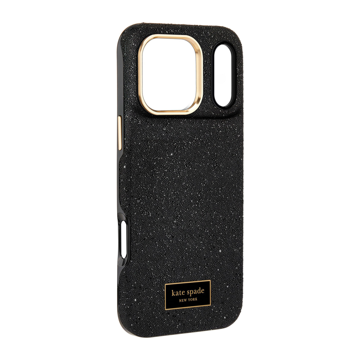 <p>The kate spade new york Crystal Pavé Case is a stylish phone case featuring a black crystal pavé inlay with gold hardware, provides 12-foot drop protection and offers MagSafe compatibility.</p>