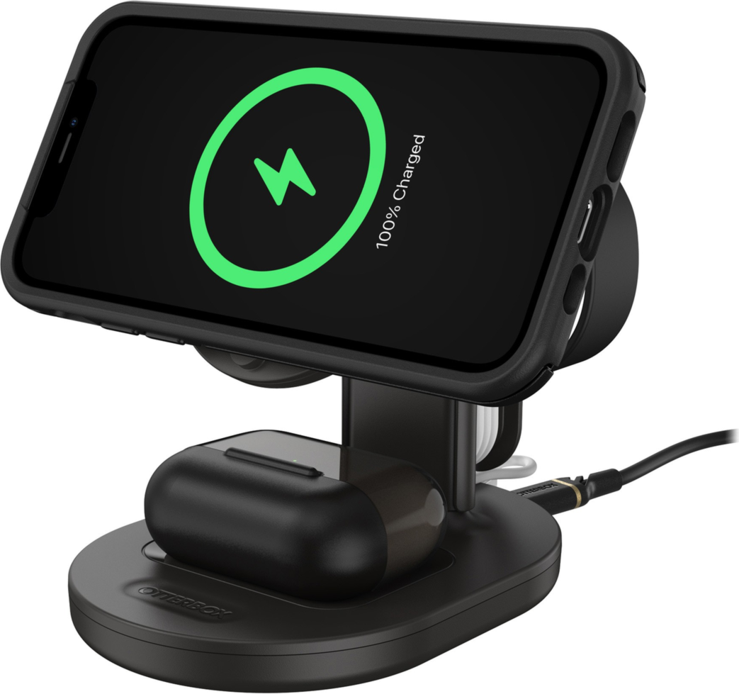 <p>The OtterBox 15W 3-in-1 Wireless MagSafe Charging Station holds and powers iPhone, AirPods and Apple Watch with a raised magnet array for strong alignment and attachment.</p>