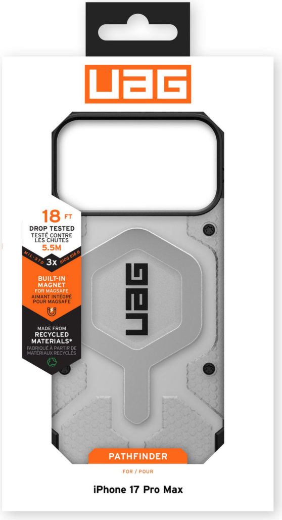 Urban Armor Gear (UAG) - Pathfinder Clear MagSafe Case for Apple iPhone 17 Pro Max - Ice and Silver