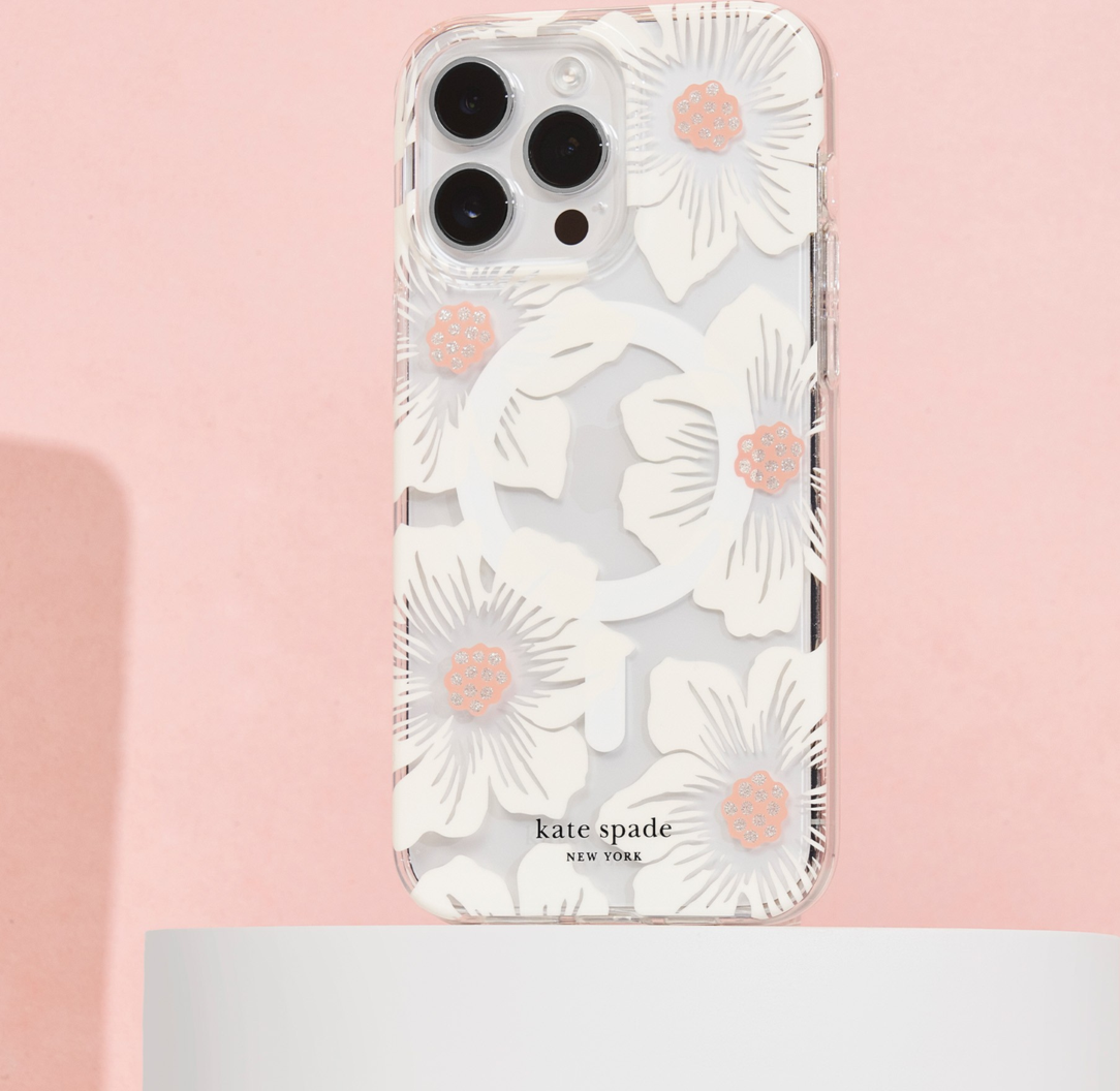 Fashion meets protection with the Kate Spade Protective Hardshell MagSafe series case, combining style with an impressive 10 ft drop protection and MagSafe compatibility.