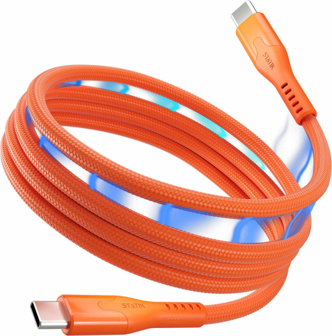 Statik - MagStack Pro Charge/Sync Magnetic Cable USB-C to USB-C 3.3ft Orange