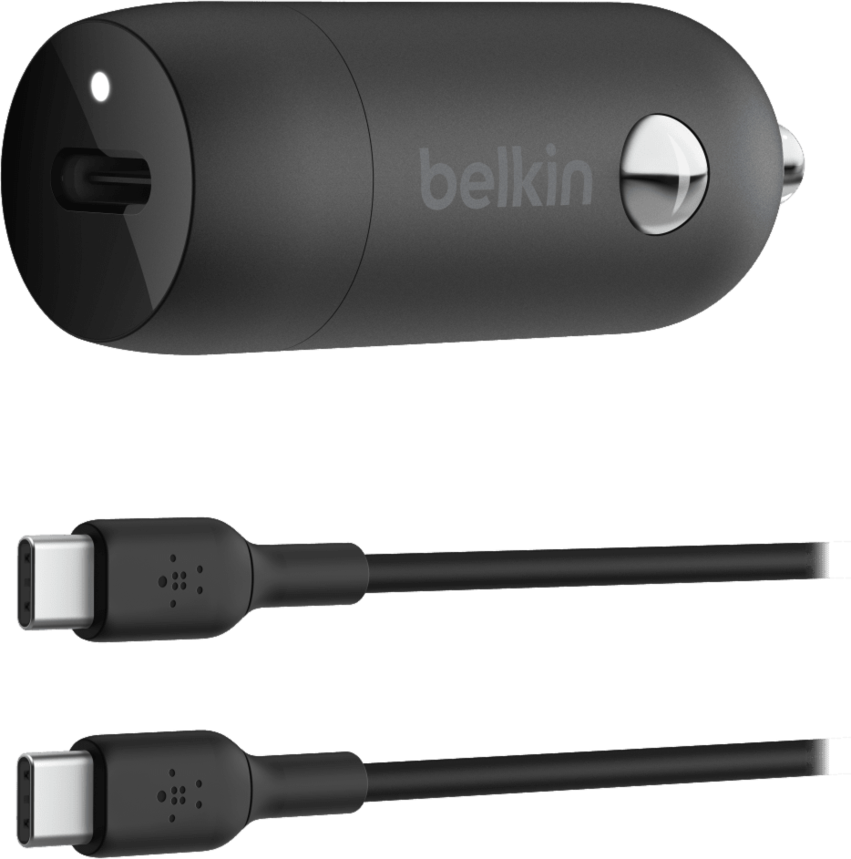 BoostCharge 30W USB-C PD PPS Car Charger and USB-C to USB-C Cable Black