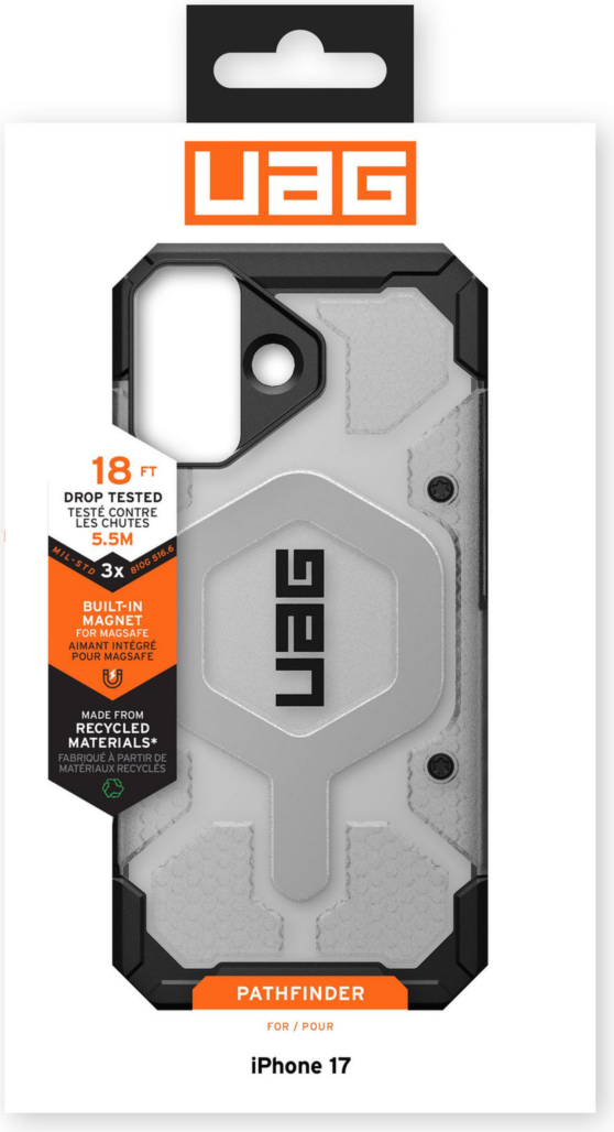 Urban Armor Gear (UAG) - Pathfinder Clear MagSafe Case for Apple iPhone 17 - Ice and Silver