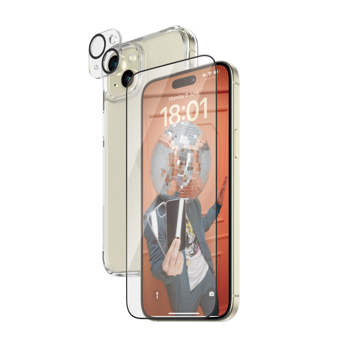 PanzerGlass 3-en-1 Ensemble de protection avec D3O pour iPhone 15 Plus - Transparent