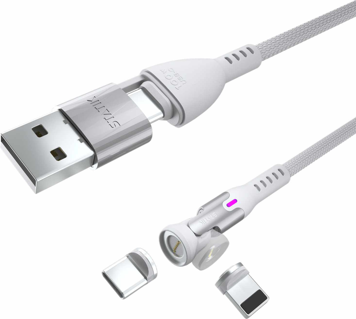 Statik - 360 Pro Universal Magnetic Charge/Sync Cable 6.6 ft White