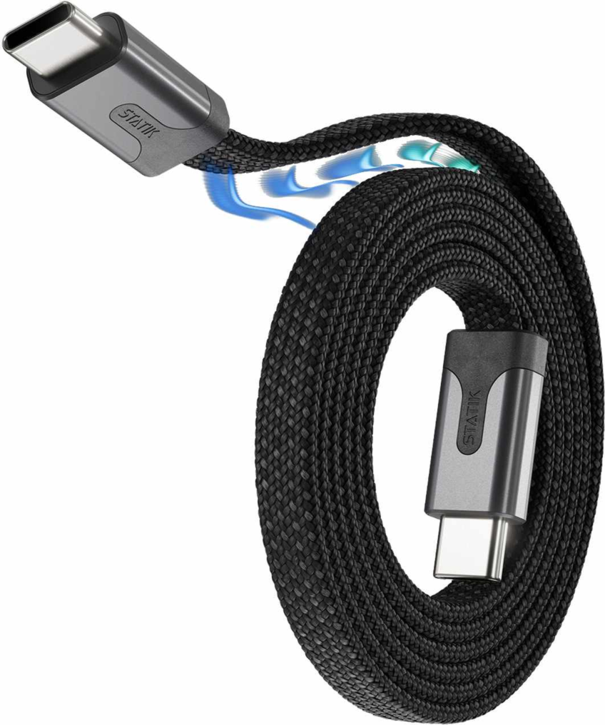 Statik - MagStack Slim Pro Charge/Sync Cable USB-C to USB-C 3.3ft Black