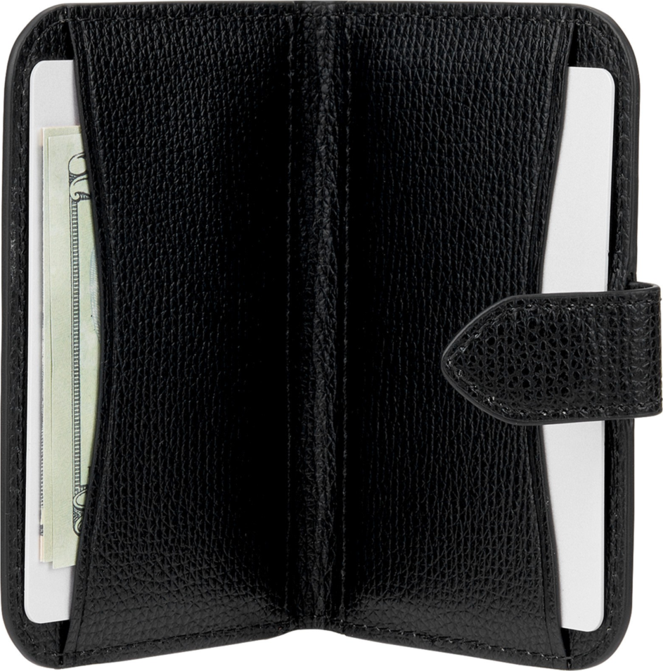 <p>The Kate Spade Morgan Magnetic Wallet uses strong built-in magnets to securely attach the wallet to MagSafe compatible phones.</p>