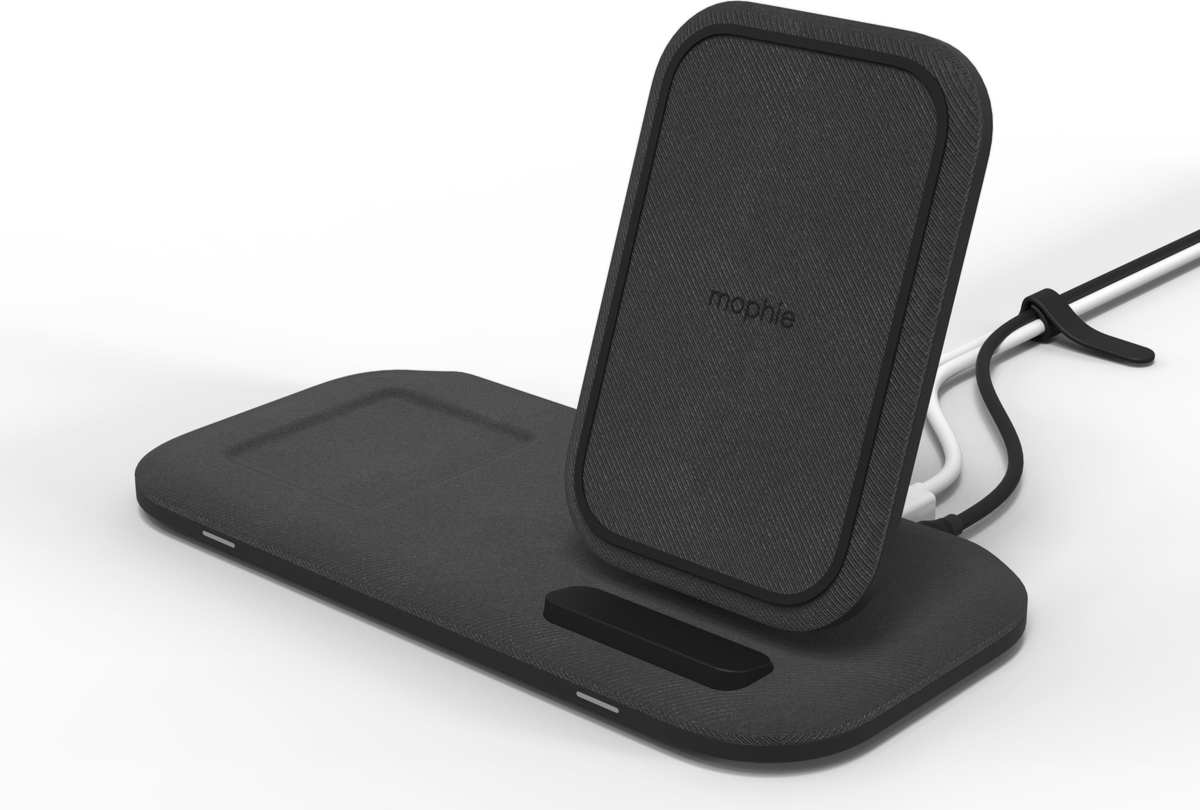 Charge up to three devices at once with mophie's Wireless Charging Pad, featuring a 15W charging cradle and a USB-A port for wired charging.