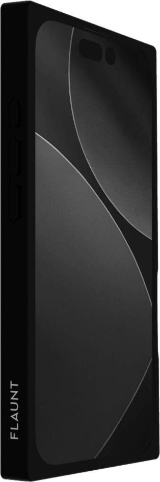 The FLAUNT SQUARE® Faux Leather case offers sleek, chic protection with a patent-pending square design and cushioned corners for enhanced shock absorption, featuring 12ft drop test protection.