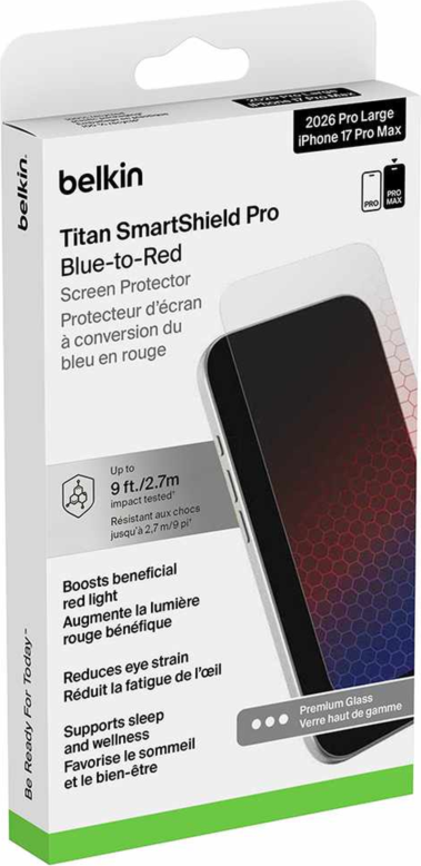 Belkin - Tempered Glass Red Light for iPhone 18 Pro Max/17 Pro Max