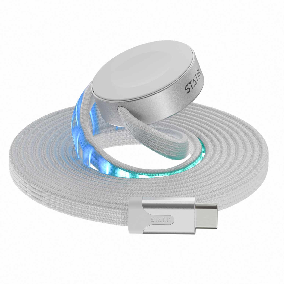 Statik PUP04973FTCCWHTCA Chargeur MagStack Duo Apple Watch et Câble de Charge/Sync USB-C 5 pieds Blanc