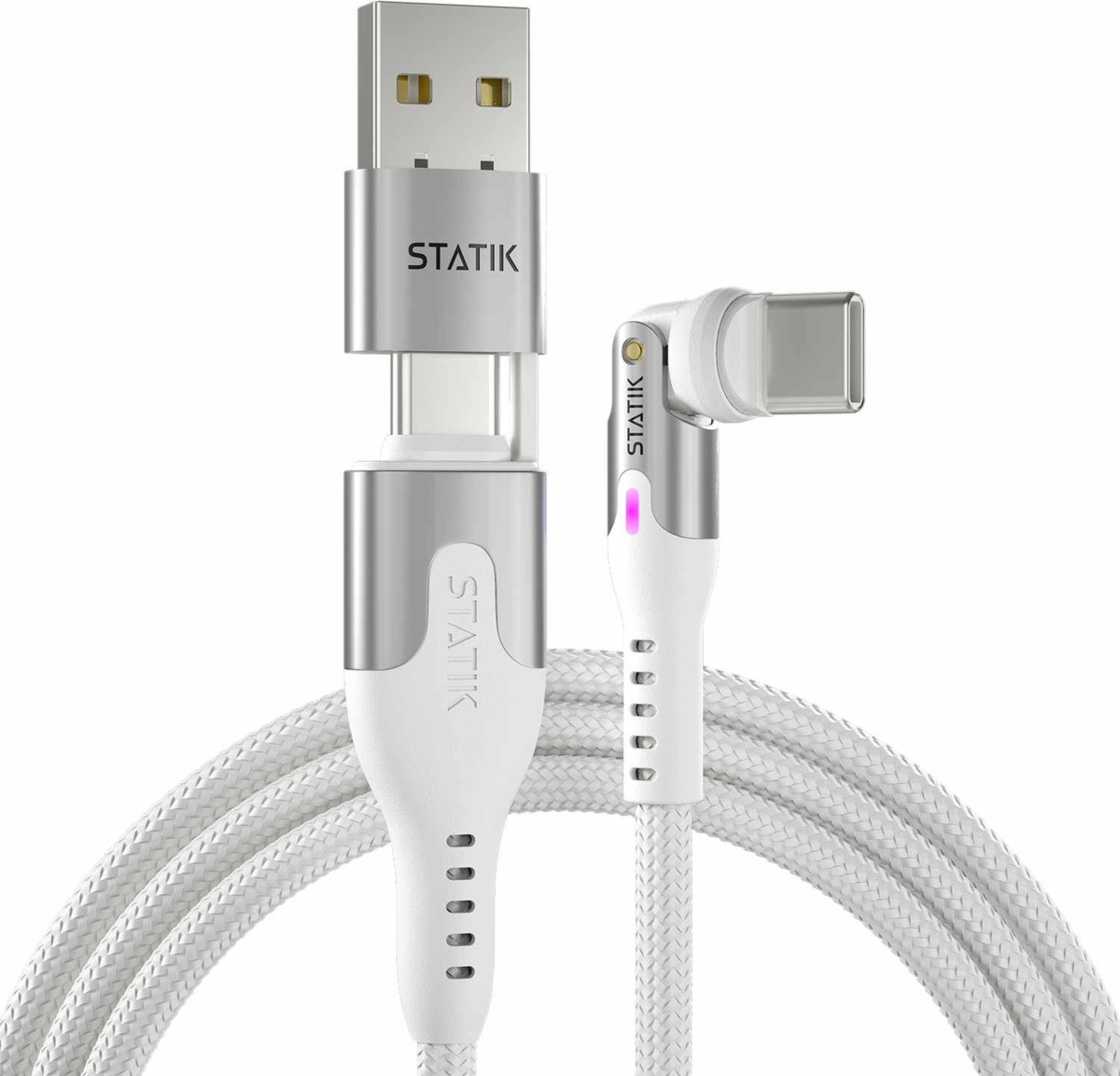 Statik - 360 Pro Universal Magnetic Charge/Sync Cable 6.6 ft White
