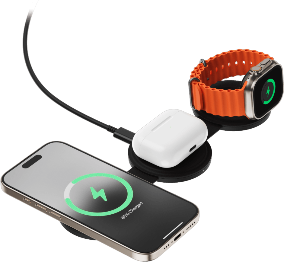Satechi STQTG31K Chargeur sans fil 3-en-1 OntheGo Noir