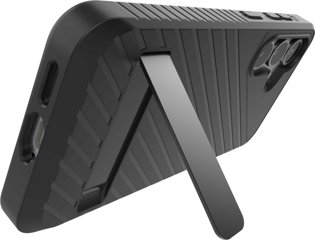 Strengthened with Graphene, ZAGG’s Denali series case with kickstand offers an impressive 16 ft of drop protection.