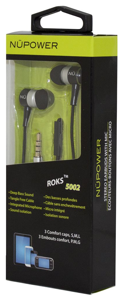 NuPower - ROKS Earbuds 5002 - Black